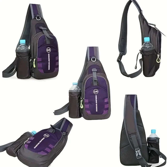 1pc Athletic Canvas Crossbody Chest Bag Versatile Unisex Sling Backpack with Multiple Compartments