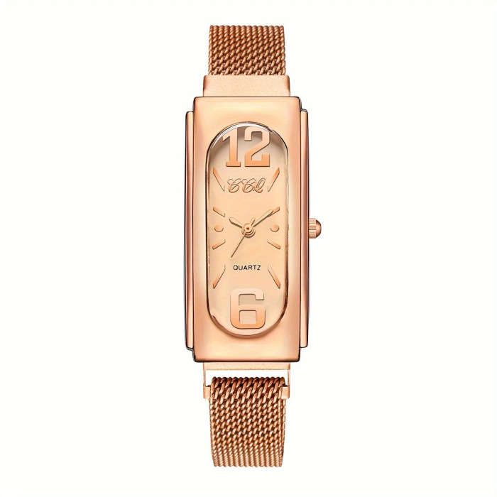 1pc Women'S Fashion Casual Square Quartz Wrist Watch with Numerical Scale Dial Alloy Band And Case N