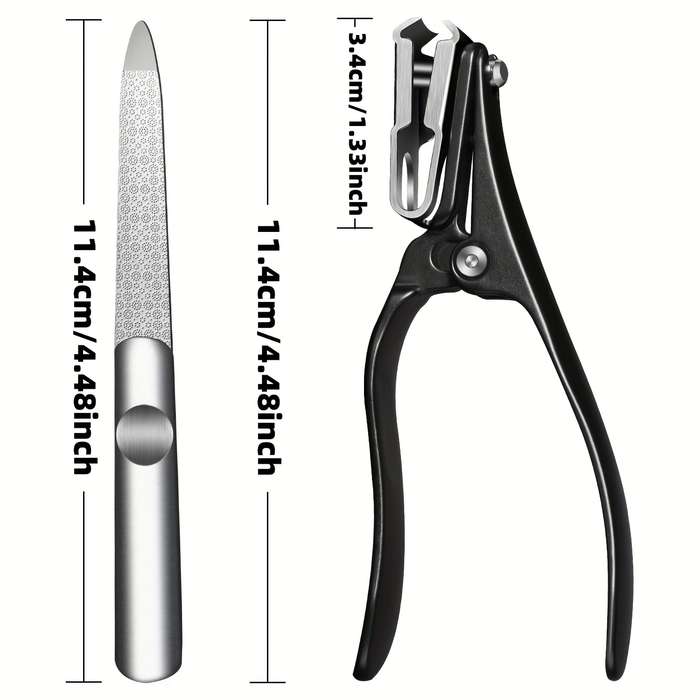 2pcs Nail Clipper Set with 360 Rotating Long Handle Curved Stainless Steel Blades and Splash