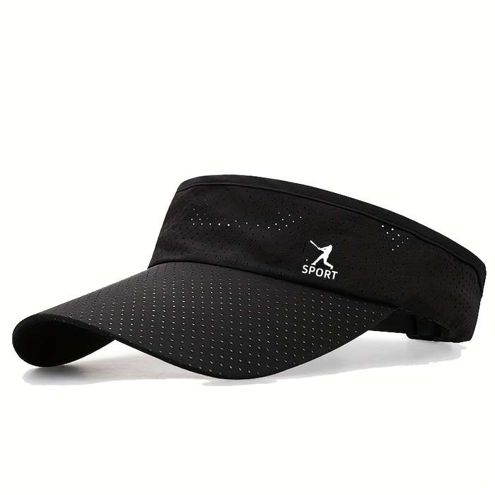 1pc Men's Quick-Dry Breathable Sports Cap White Polyester No-Top Duckbill Sun Hat with Adjustabl