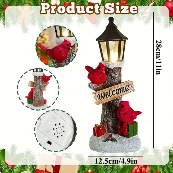 Cardinal Christmas Statue with LED Lights 1pc