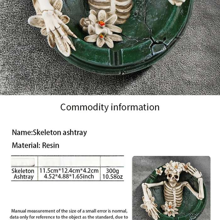 1pc New Flowering Skull Ashtray Desktop Storage Resin Crafts Desktop Decoration Home Office Des