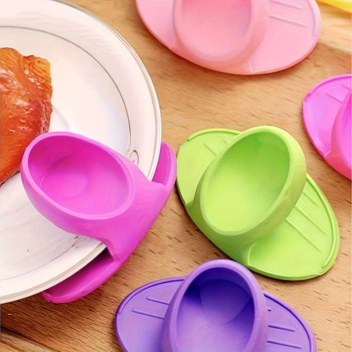 2pcs Silicone Heat-Resistant Finger Grips Anti-Burn Pot Holders for Microwave Oven Non-Elec