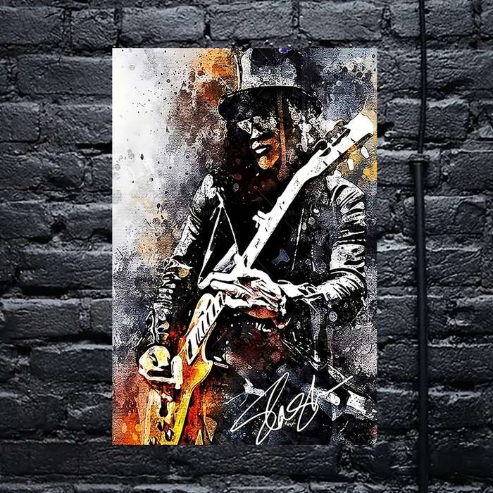 1pc  Frameless Slash Tribute Vintage Guitarist Canvas Poster Rock 'n' Roll Wall Art with Vibra