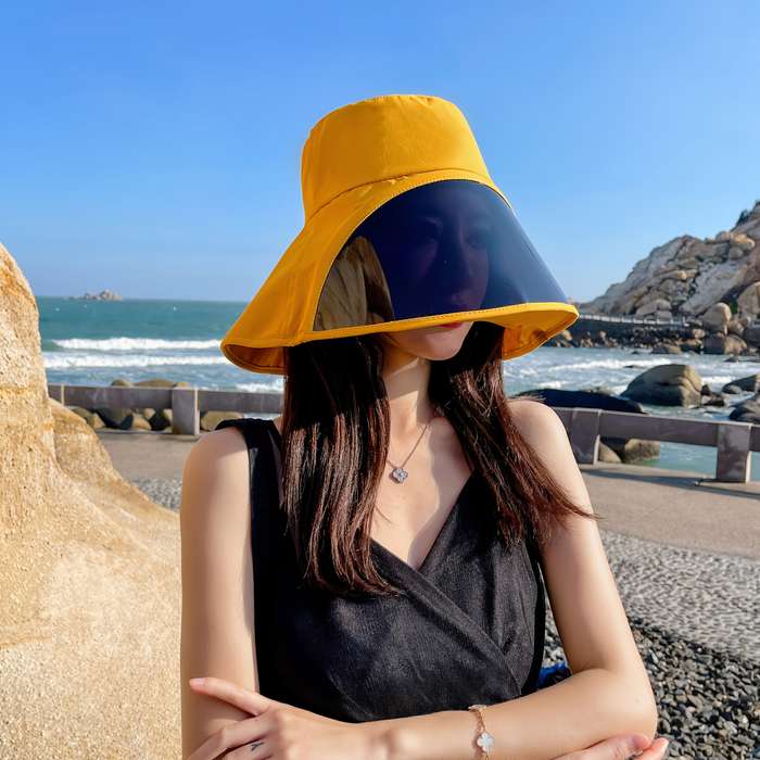 1pc Women'S Lightweight Breathable Sun Hat with Extended Brim and Face Shade Perfect for Cycling