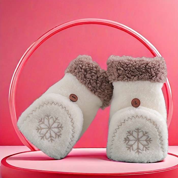 1 Pair Pink Warm Gloves