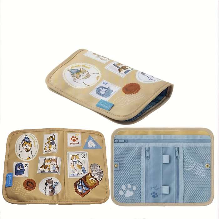 1pc Casual Canvas Trifold Passport Cover with Chain Travel Document Wallet Card Holder Cash