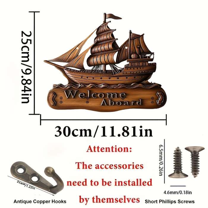 1pc sailboat sailing theme home wooden key hanger key storage with hooks multi-functional artisti