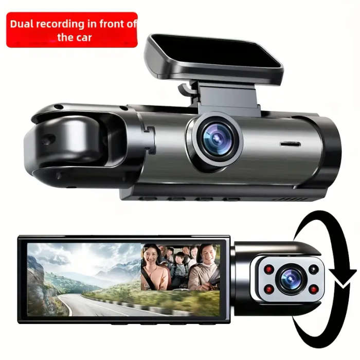 HD 1080P Dual-Camera Car DVR with Night Vision 8.03cm IPS Screen Wide Angle Lens
