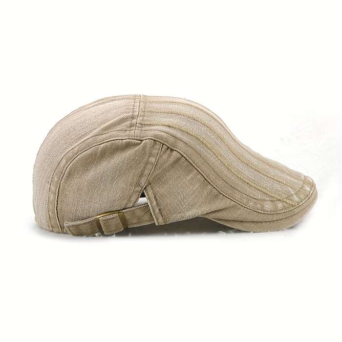 1pc Vintage Cotton Newsboy Cap with Letters Adjustable Unisex Beret Hat for Men Women Soft S