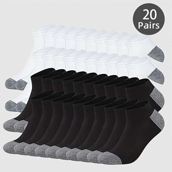 20 Pairs Black And White One Size High Elastic Socks