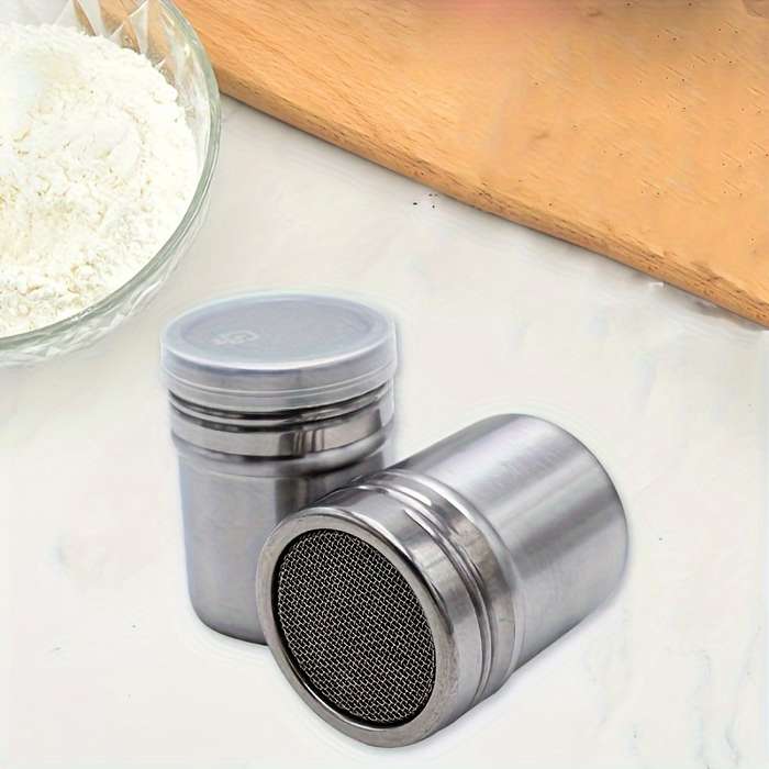 1pc Stainless Steel Powder Sugar Shaker Duster Fine Mesh for Precise Cocoa Cinnamon Coffee