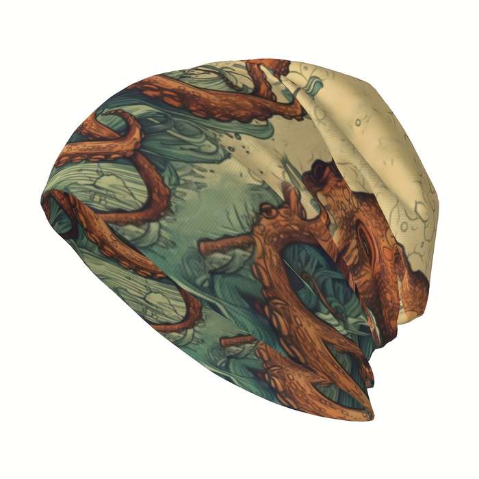 1pc Retro Brimless Hat With Octopus Pattern For Men Women Ideal Choice For Gifts