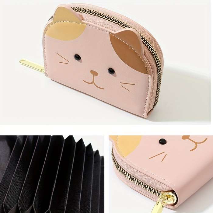 1pc Girl's Wallet Card Holder Women's Mini Coin Purse with 2 Coin Compartments + 9 Card Slots Cute