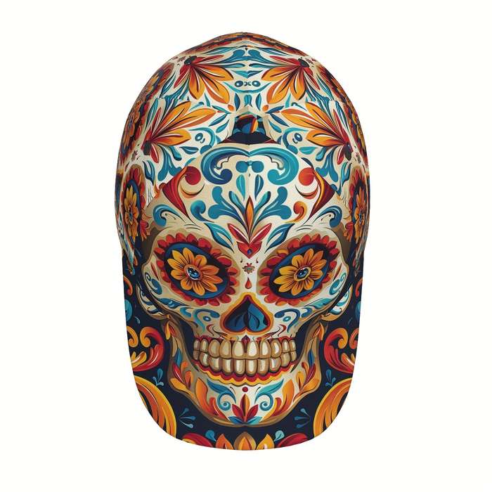 1pc Gothic Sugar Skull Print Baseball Cap Adjustable Breathable Lightweight for Daily Wear O
