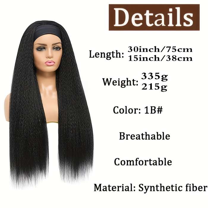 1Pc Black 76.2cm Fashion Design Wig