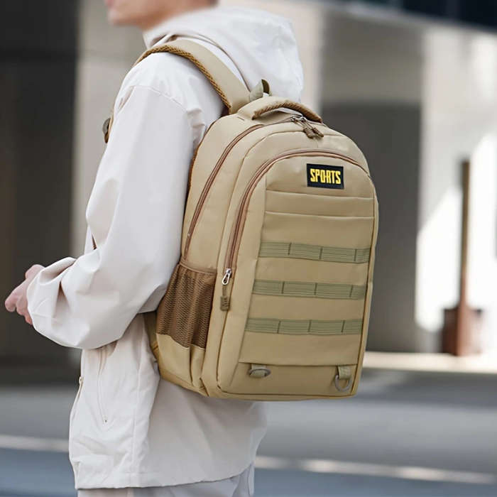 1pc Mens Casual Nylon Backpack with Laptop Compartment Lightweight Adjustable Straps Zipper Closure