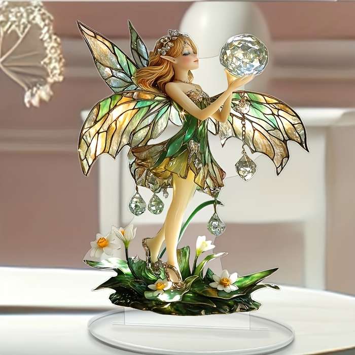 1pc 2D Flat  Enchanted Fairy Acrylic Desk Ornament 17.78cm x 15.24cm Perfect Birthday Gift for S