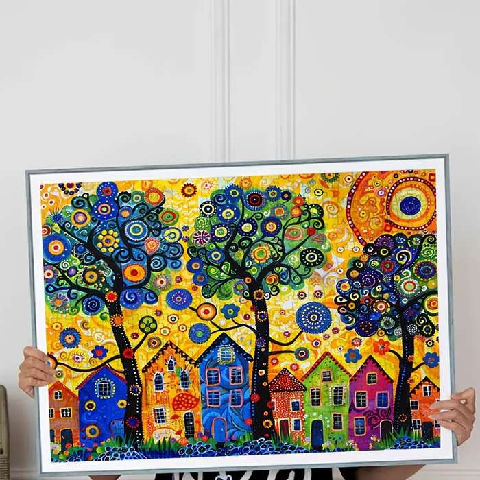 1000pcs Dreamy Garden Village Puzzle for Adults Giant 50x70cm 19.7x27.6in Thick D