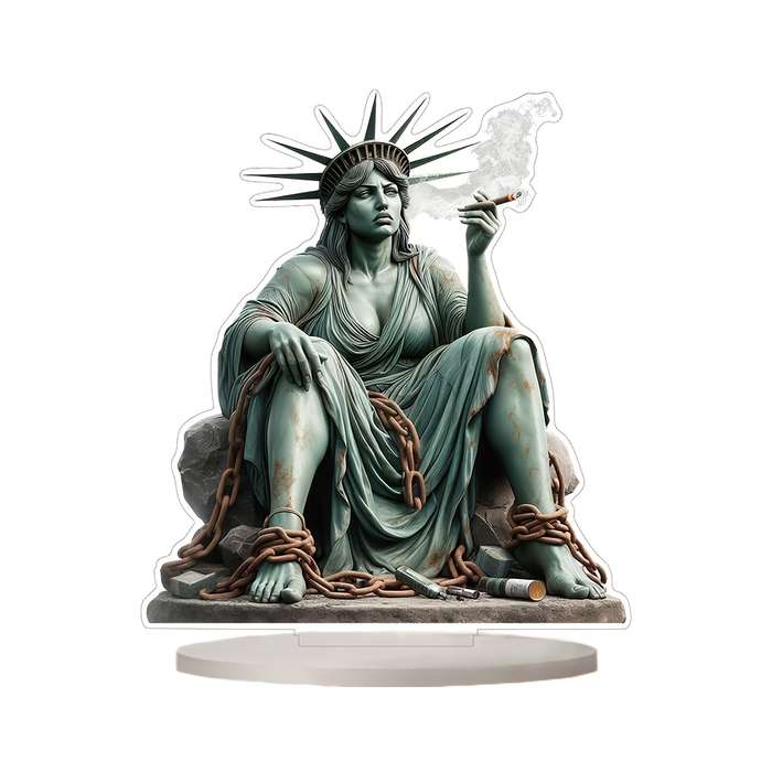 1pc 2D Flat   Acrylic Figurine Statue of Liberty Smoking Home and Office Decoration  F