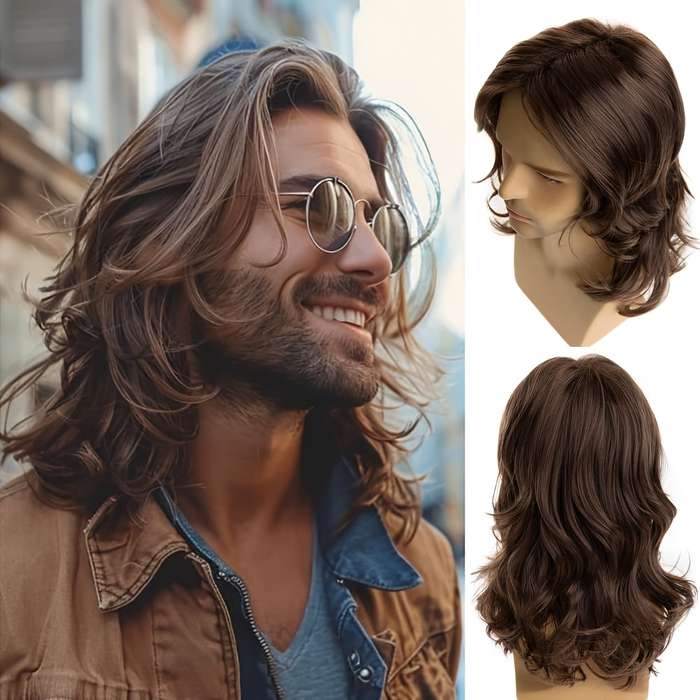 1Pc Dark Brown 55.88cm Fashion Design Wig