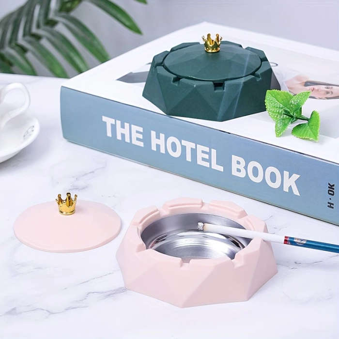 1pc Anti-Fall Ashtray With Lid Household Ashtray High-Looking Plastic Large Ashtray Hotel Ashtray Wi