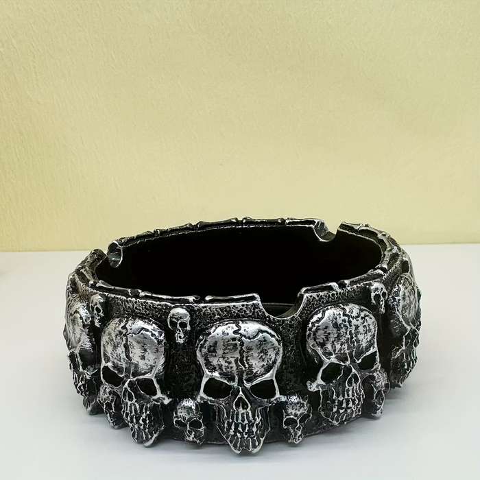 1pc Modern Round Skull Resin Craft Ornament Halloween Ghost Festival Atmosphere Decor No Elec