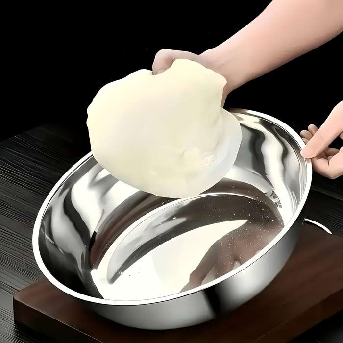 2pcs Large Silvery Stainless Steel Mixing Bowls Rust Resistant Deep And Wide Suitable for K