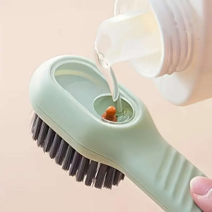 1pc Versatile Shoe Cleaning Brush with Easy-Dispense Liquid Dispenser Durable Medium Hardness Plasti