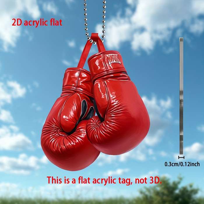 1pc 2D Flat  Sporty Boxing Glove  Acrylic Pendant Versatile Car Rearview Mirror Charm Keycha