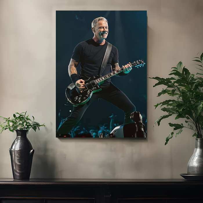 1pc  Frameless Canvas Print Iconic Black Guitarist Wall Art 30.48x45.72 cm Vibrant Live Perf