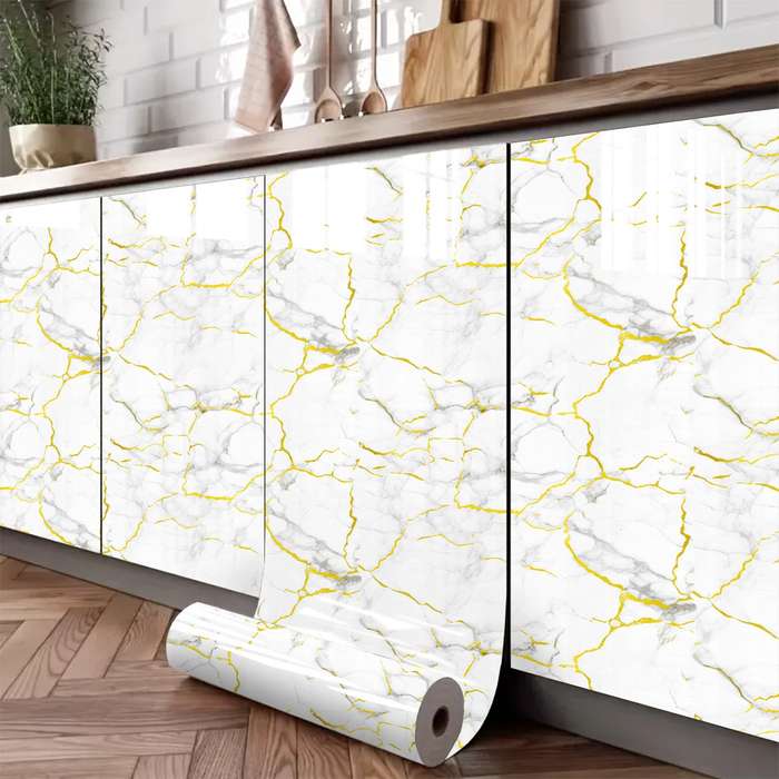 1PC Wall Stickers60x500cm 23.6x196.8inch Golden Streaked Elegance