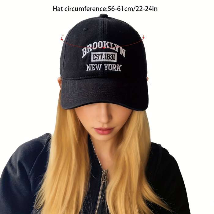 1pc Brooklyn NY Embroidered Baseball Cap Unisex Polyester Cotton Blend Lightweight Breathable Spo