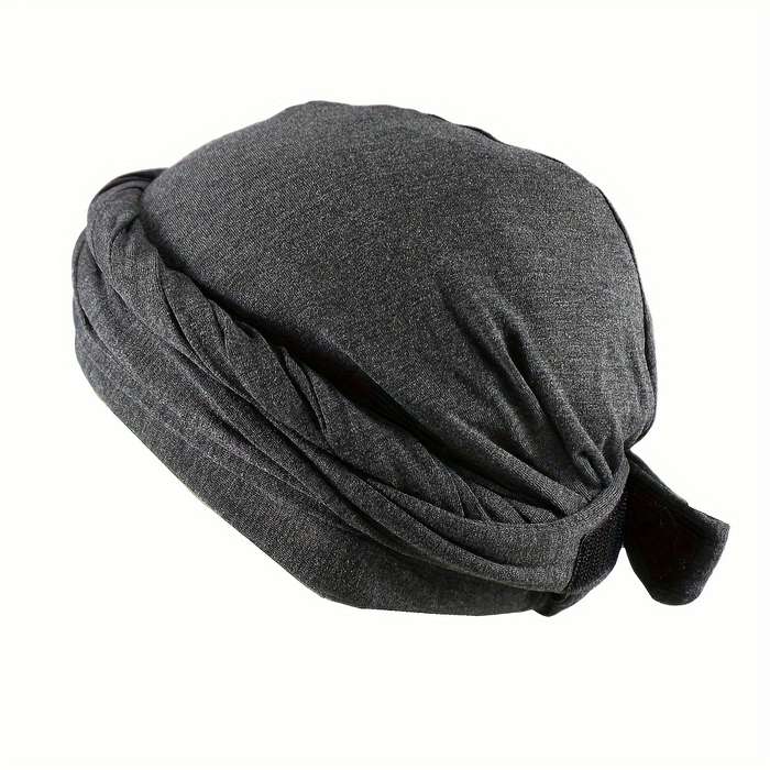 1pc Men's Magic Tape Braided Headwrap Hat Moisture-Wicking Knit Fabric Hand Washable Unisex Hip