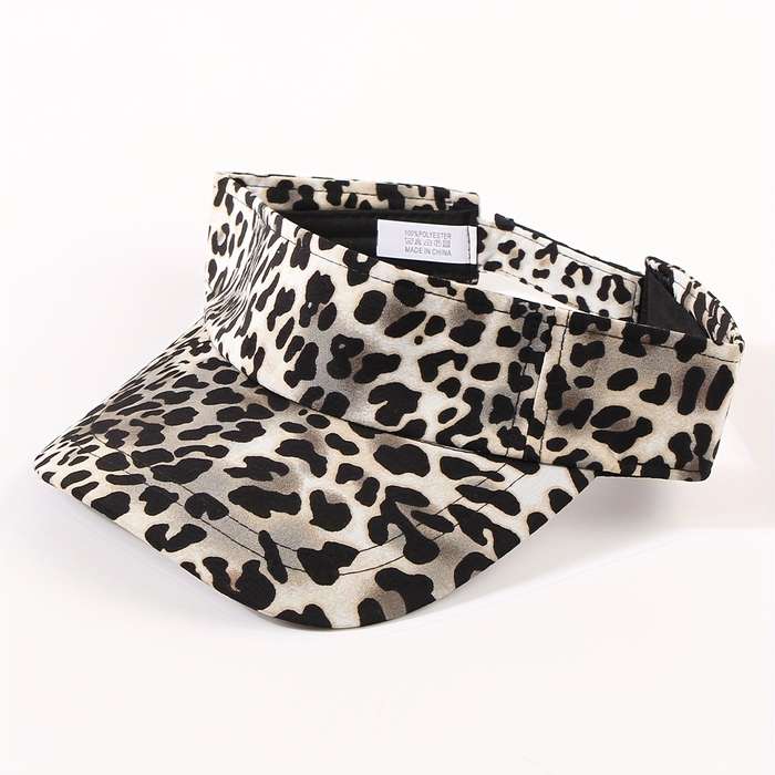 1pc Unisex Leopard Print Sun Visor Hat Adjustable Baseball Cap Empty Top Golf Tennis Visors For Out