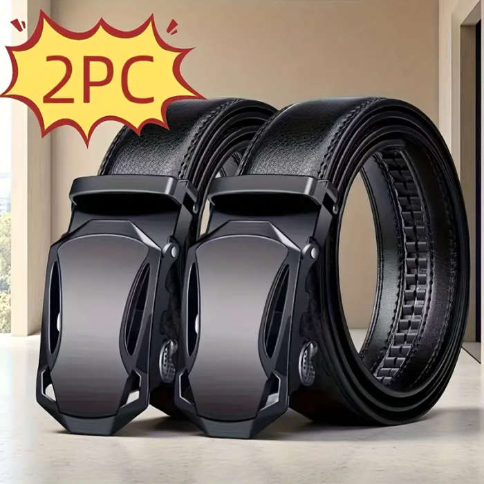 2 Men's Automatic Buckle Belts 130cm