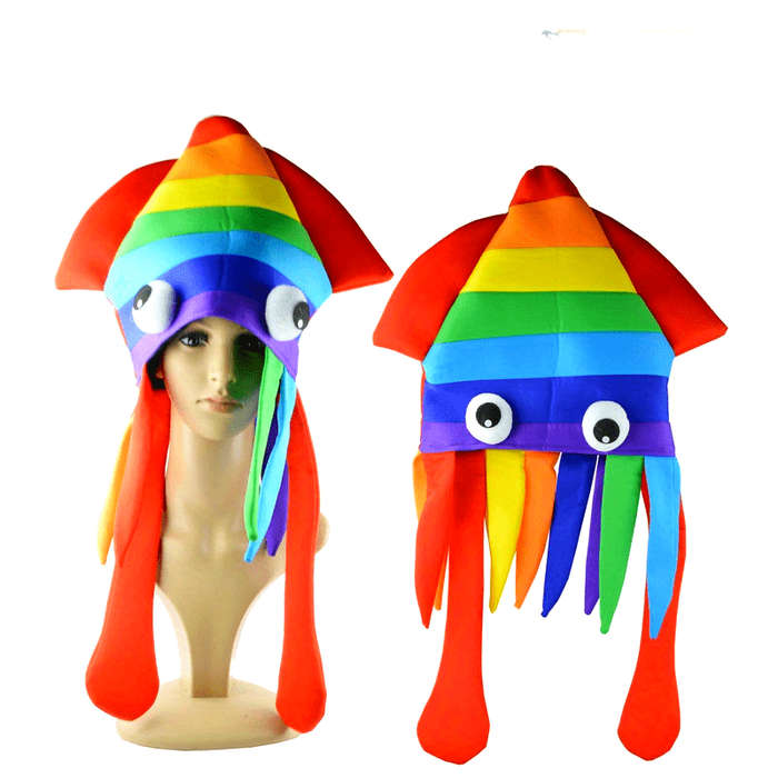 1pc 1pc Rainbow Octopus Hat Funny Squid Costume Cap Polyester Material 30cm 11.8inch Festive P