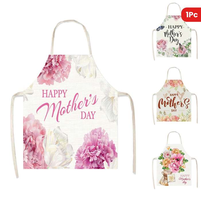 1pc Creative Simple Mother's Day Alphabet Flower Print Apron Mother's Day Gift Outdoor BBQ Apro