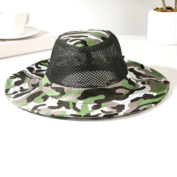 1pc Casual Mountaineering Hat for Men with Large Brim Outdoor Sun Protection Fishing Fisherman
