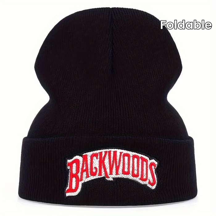 1pc 1pc Autumn And Winter Unisex Backwoods Embroidery Hip Hop Knitted Hat Elastic Foldable Trend