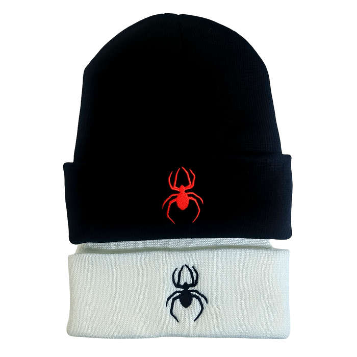 1pc Spider Embroidery Graphic Beanie Solid Color Casual Knit Hats Unisex Cuffed Beanie Hip Hop Skul