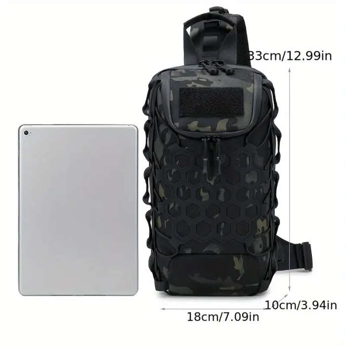 1pc Large Capacity Camo Tactical Chest Bag Durable Water-Resistant Oxford Fabric