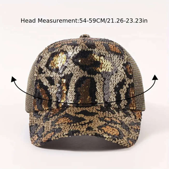 Vibrant Sequined Leopard Print Baseball Cap