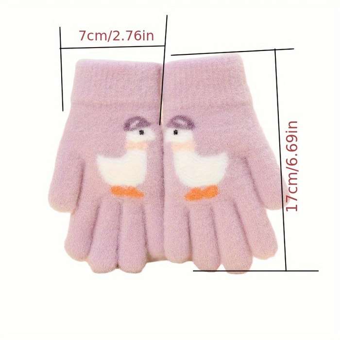1 Pair Yellow 6 To 12 Years Old Warm Gloves