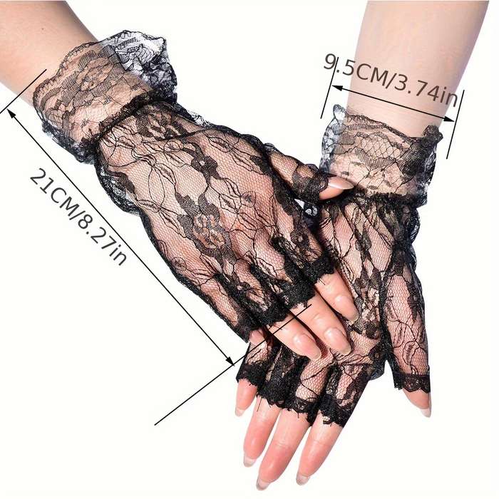 1 Pair White Bridal Wedding Lace Gloves