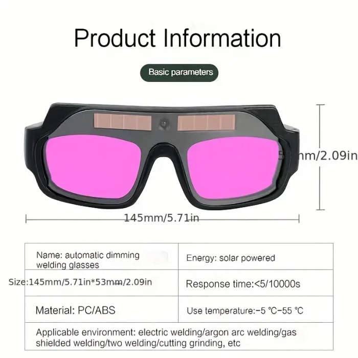 1pc Automatic Light-Adjusting Welding Glasses for Welders Color-Changing Welding Protection Labor Pr