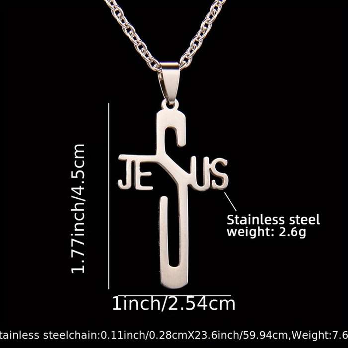 1 Piece Steel Color Jesus Theme Pendant