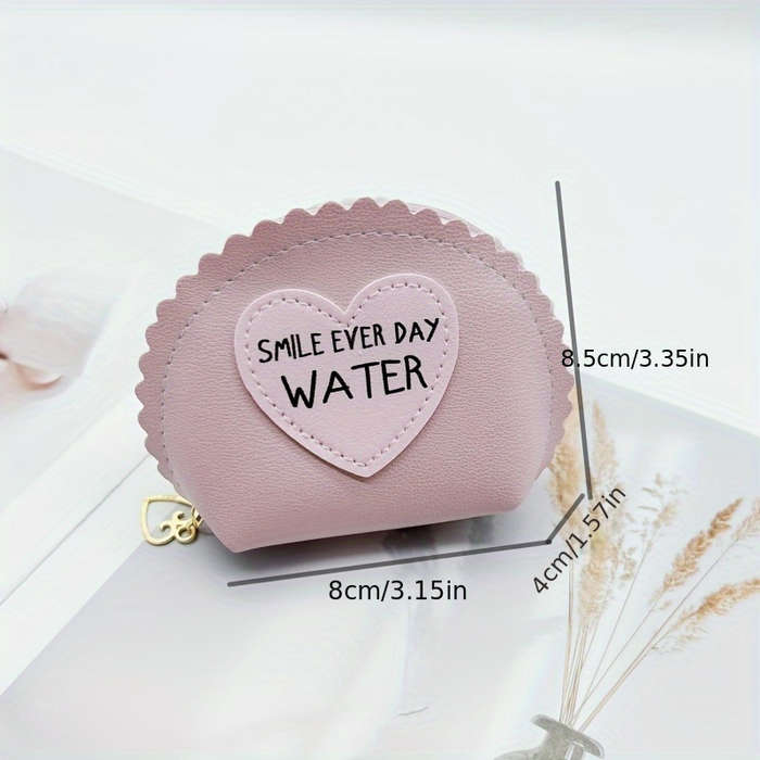 1pc Half-Round Coin Purse for Women PU Handheld Small Wallet Student Youngsters Small Gift