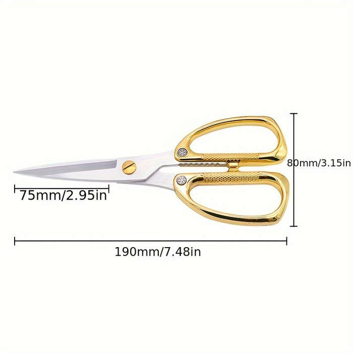 1pc Stainless Steel Kitchen Scissors Classic Design With Golden Handle Durable Multi-Purpose