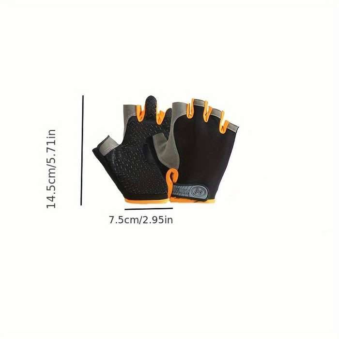 1 Pair Black Orange Outdoor Sports Gloves